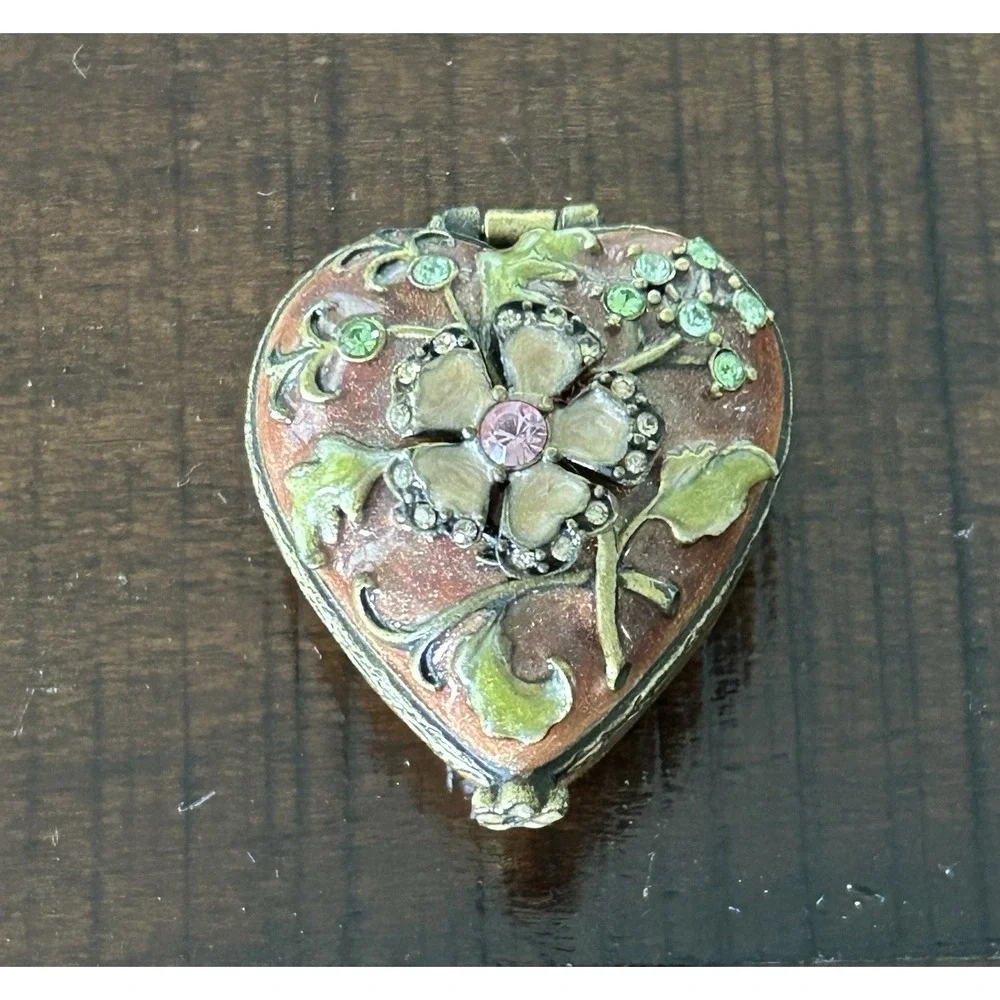 Jay Strongwater Heart Shaped‎  Flower Decoration Trinket Box